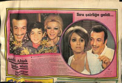 Hürriyet Gazetesi Magazin Eki 12 Nisan 1972 -Sadri Alışık Şarkı Sözü Yazıyor - Müşerref Tezcan Almanyada Film Çevirdi GZ96477 - 1