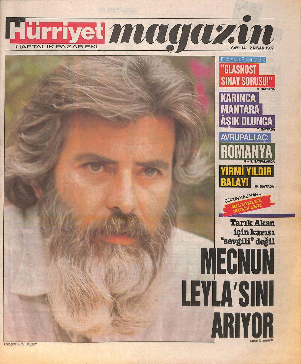 Hürriyet Gazetesi Magazin Eki 2 Nisan 1989 - Filiz Akın Rubinstein'a Göre - Tarık Akan İçin Karısı Sevgili Değil GZ156588 - 1