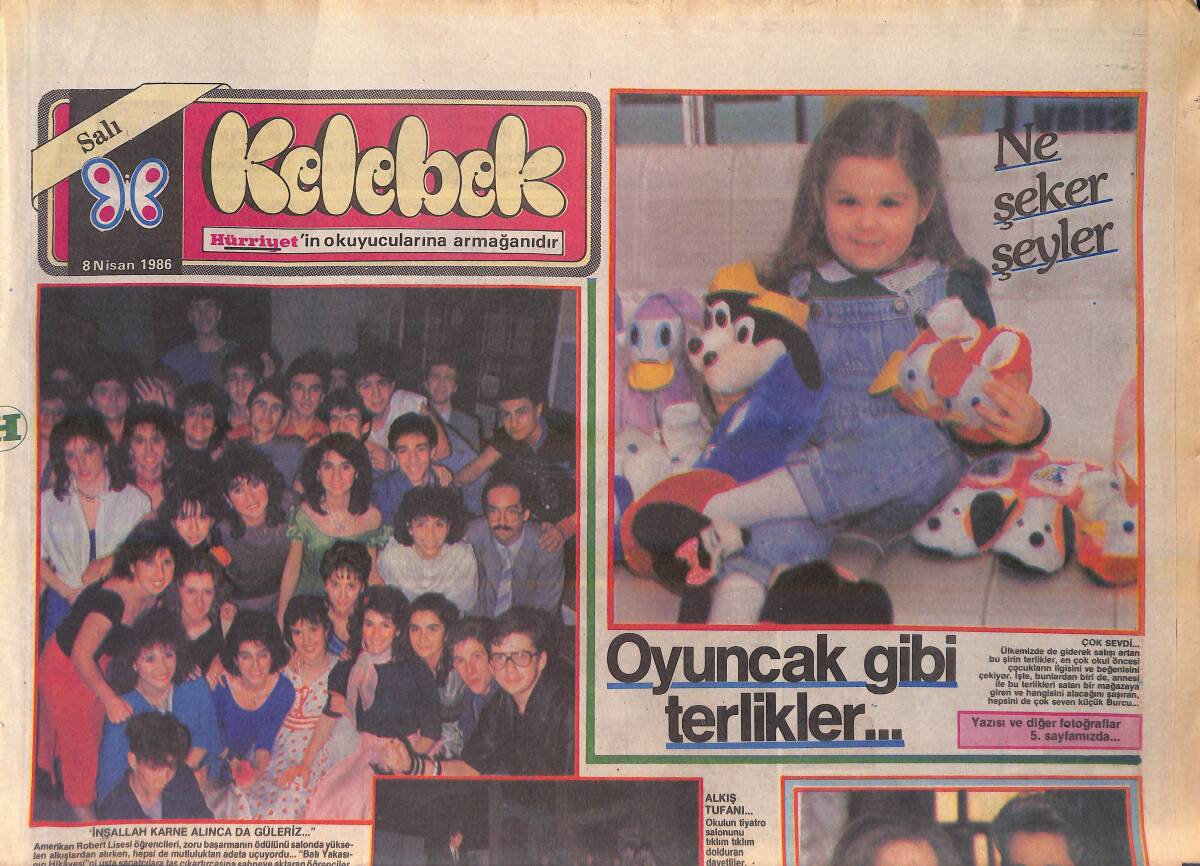 Hürriyet Gazetesi Magazin Eki 8 Nisan 1986 - Hülya Sözer Londra'da Şakıdı - Burcu Burçin Huzurevinde GZ156380 - 1