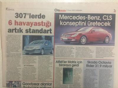 Hürriyet Gazetesi Oto Yaşam Eki 12 Kasım 2003 - 307lerde 6 Havayastığı Artık Standart GZ32793 - 1