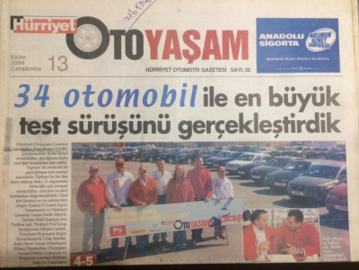 Hürriyet Gazetesi Oto Yaşam Eki 13 Ekim 2004 - 34 Otomobil İle En Büyük Test Sürüşünü Gerçekleştirdik GZ21977 - 1