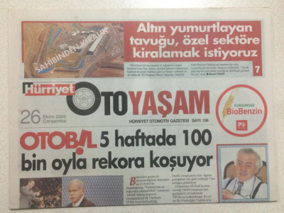 Hürriyet Gazetesi Oto Yaşam Eki 26 Ekim 2005 - Otobil 5 Haftada 100 Bin Oyla Rekora Koşuyor GZ23845 - 1