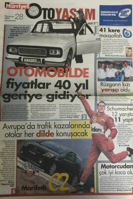 Hürriyet Gazetesi Oto Yaşam Eki 28 Temmuz 2004-Otomobilde Fiyatlar 40 Yıl Geri Gidiyor GZ45403 - 2
