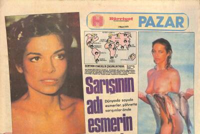 Hürriyet Gazetesi Pazar Eki 1 Nisan 1979 - Dünyada Sayıda Esmerler , Şöhrette Sarışınlar Önde GZ114956 - 1
