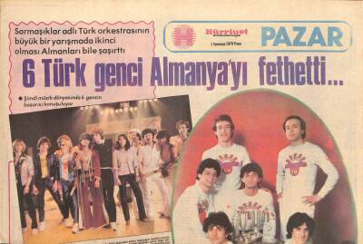 Hürriyet Gazetesi Pazar Eki 1 Temmuz 1979 - Sarmaşıklar Adlı Türk Orkestrasının Büyük Bir Yarışmada İkinci Olması Almanları Bile Şaşırttı GZ96821 - 1