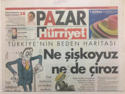 Hürriyet Gazetesi Pazar Eki - 11 Ocak 2004 - Türkiyenin Beden Haritası,Ne Şişkoyuz,Ne Çiroz GZ24437 - 1