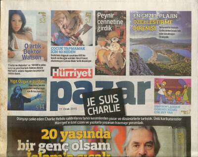 Hürriyet Gazetesi Pazar Eki 11 Ocak 2015 - Simpsonlardan Öğreneceğimiz Çok Şey Var - Je Suis Charlie GZ125884 - 1