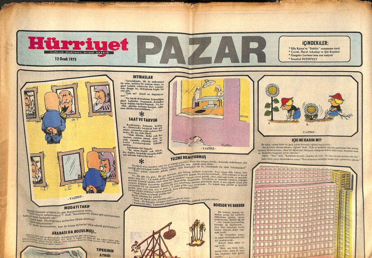 Hürriyet Gazetesi Pazar Eki 12 Ocak 1975 - Yakıt Parasını Hükümet Tespit Edecek! - Barbara Bouchet İtalya Benim İkinci Vatanım Diyor! GZ144427 - 1