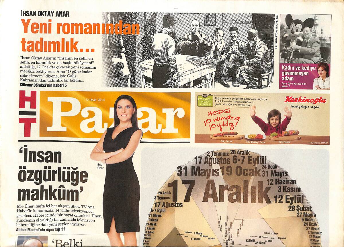 Hürriyet Gazetesi Pazar Eki 12 Ocak 2014 - Ece Üner 