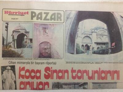 Hürriyet Gazetesi Pazar Eki 16 Eylül 1977 - Koca Mimar Sinan Torunlarını Arıyor GZ35088 - 1