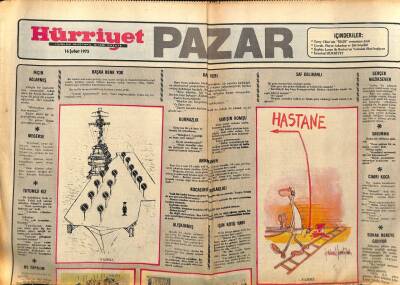 Hürriyet Gazetesi Pazar Eki 16 Şubat 1975 - Öztürk Serengil Fikret Hakan Libyaya Gidiyor GZ75102 - 1