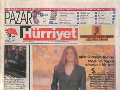 Hürriyet Gazetesi Pazar Eki 18 Kasım 2001 - Atlet Süreyya Ayhan Topçu Ve Popçu Olmayan Bir Star GZ113078 - 1