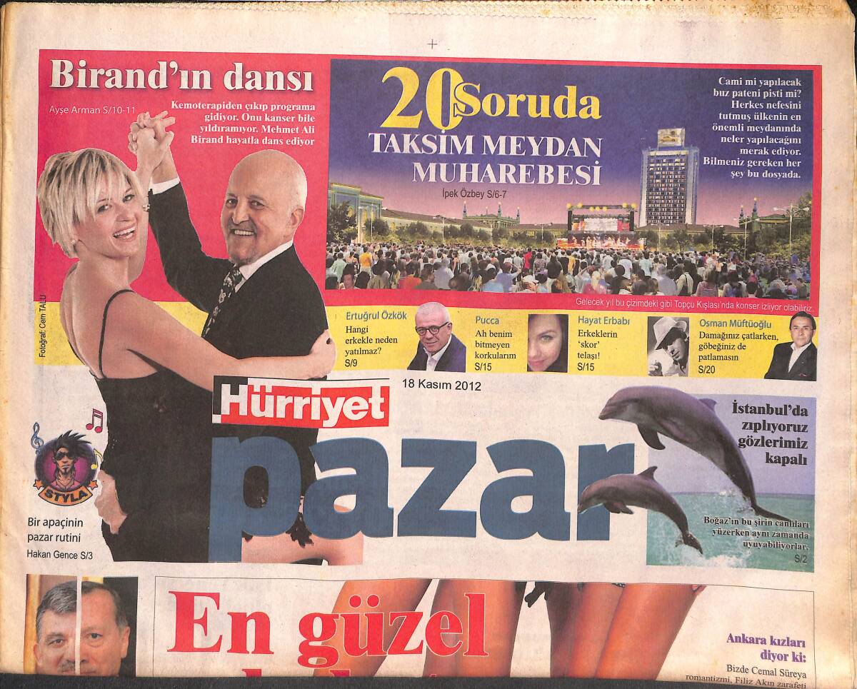 Hürriyet Gazetesi Pazar Eki 18 Kasım 2012 - Mehmet Ali Birand'ın Dansı - Cameron Diaz '' Hayat Sırrım Her Zaman Şükretmek '' GZ134928 - 1