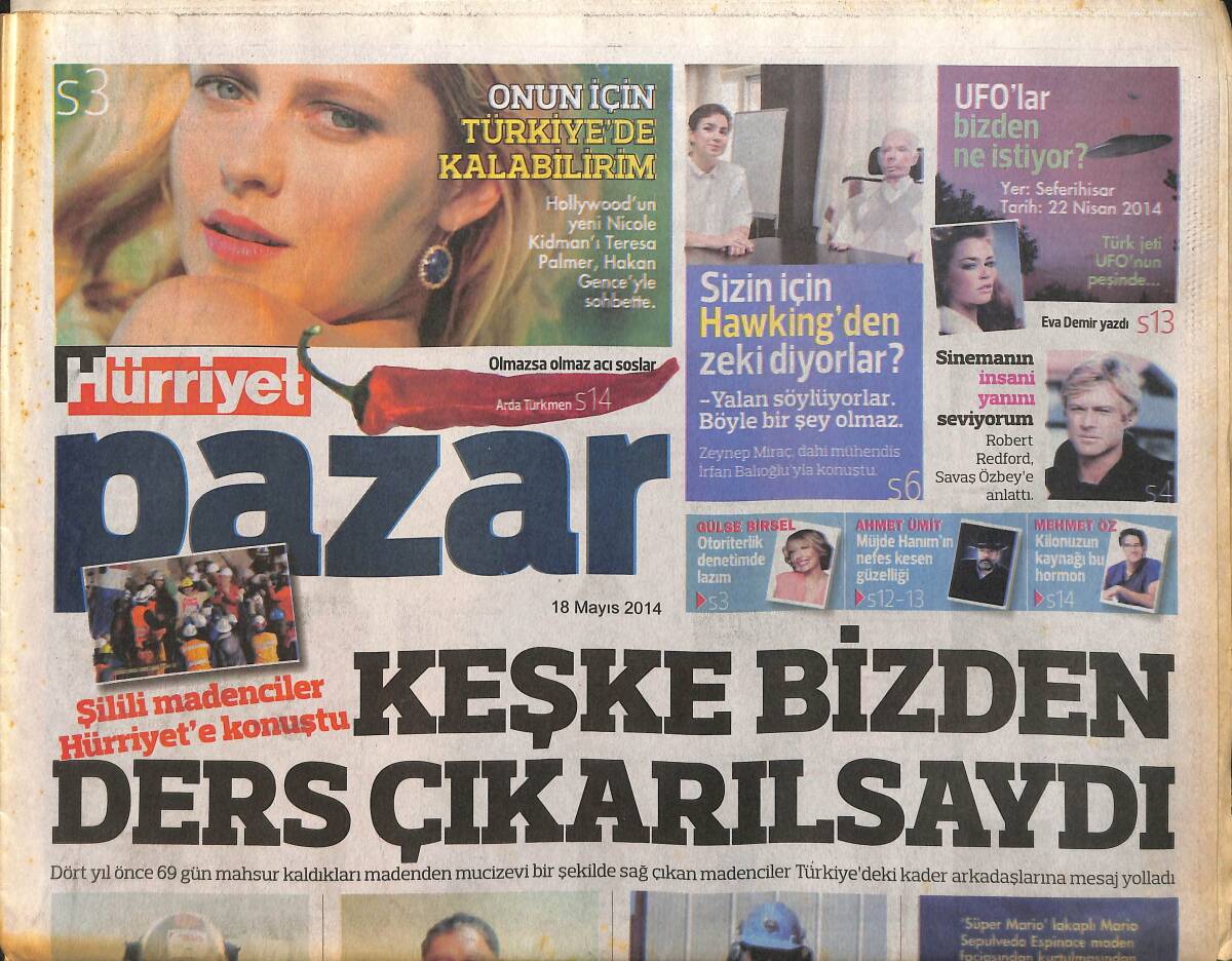 Hürriyet Gazetesi Pazar Eki 18 Mayıs 2014 - Teresa Palmer 