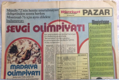 Hürriyet Gazetesi Pazar Eki 18 Temmuz 1976 - Sevgi Olimpiyatı, Madalya Olimpiyatı GZ21512 - 1