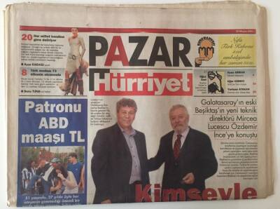 Hürriyet Gazetesi Pazar Eki 19 Mayıs 2002 - Galatasarayın Eski Beşiktaşın Yeni Teknik Direktörü Mircea Lucescu Özdemir İnceye Konuştu GZ20313 - 1