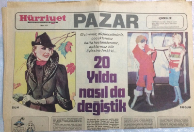 Hürriyet Gazetesi Pazar Eki 2 Kasım 1975 - 20 Yılda Nasılda Değiştik GZ21521 - 1