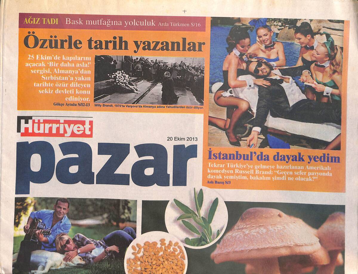 Hürriyet Gazetesi Pazar Eki 20 Ekim 2013 - Russell Brand: Türkiye'de Dayak Yedim - Beyoğlu'nun En Güzel Abisi GZ136385 - 1