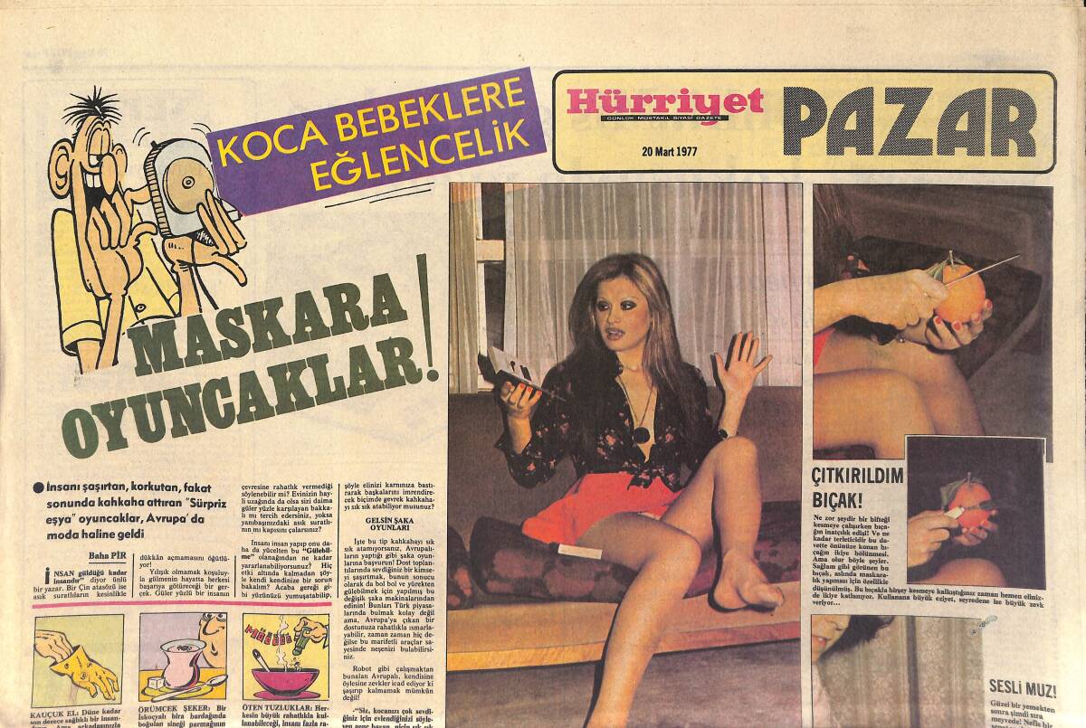 Hürriyet Gazetesi Pazar Eki 20 Mart 1977 - Berna Tekçe En Uzun İsimli Şarkıyı TV'de Söylemek İstiyor - Burt Reynolds'un Kalbi Alarm Verdi GZ156550 - 1