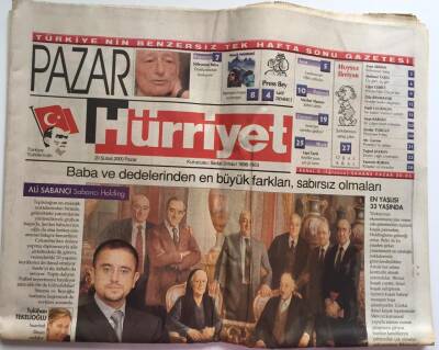 Hürriyet Gazetesi Pazar Eki 20 Şubat 2000 - 3. Kuşak Patronlar Ali Sabancı , Ali Koç ... GZ39167 - 1