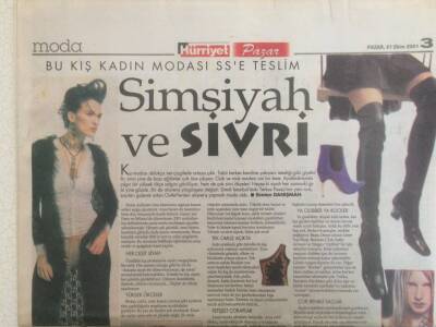 Hürriyet Gazetesi Pazar Eki 21 Ekim 2001 - Simsiyah Ve Sivri Modası GZ35140 - 1