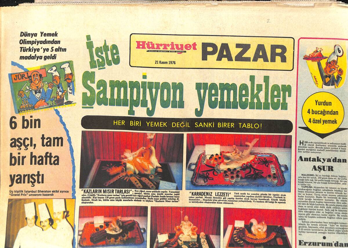 Hürriyet Gazetesi Pazar Eki 21 Kasım 1976 - Feri Cansel: Yataktan Kalkarım İki Yumurtayı Tavada Çalkalarım - Nil Burak Yine Kara Listede GZ2074 - 1