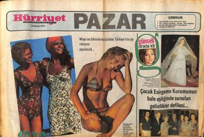 Hürriyet Gazetesi Pazar Eki 22 Haziran 1975 - 1970 Mayoları GZ75101 - 1