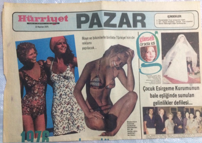 Hürriyet Gazetesi Pazar Eki 22 Haziran 1975 - Türk Kadın Sanatçıları Ve Dünya Kadın Yılı GZ21544 - 1