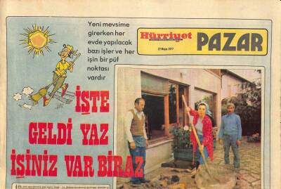 Hürriyet Gazetesi Pazar Eki 22 Mayıs 1977 - Ses Ve Film Sanatçısı Sevda Karaca da Yaz Temizliğine Kalkmış GZ92108 - 1