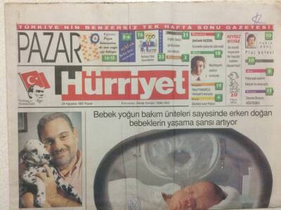Hürriyet Gazetesi Pazar Eki 24 Ağustos 1997 - Bebek Yoğun Bakım Üniteleri Bebekleri Koruyor GZ34237 - 1