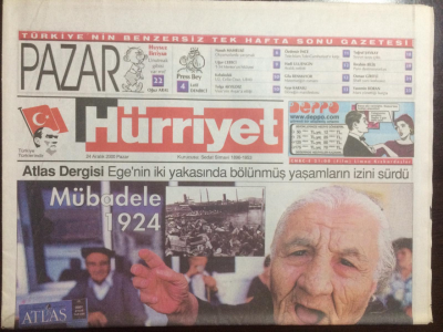 Hürriyet Gazetesi Pazar Eki 24 Aralık 2000 - Mübadele 1924,Büyük Hasret GZ23067 - 1