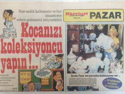 Hürriyet Gazetesi Pazar Eki 24 Ekim 1976 - Sevim Tunanın Porselen Koleksiyonu Var GZ35155 - 1