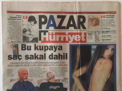 Hürriyet Gazetesi Pazar Eki 25 Ağustos 2002 - Hidayet Türkoğlu Ve Ömeri Saç Boyatmak Kesmedi Sakal Ve Bıyık Da Boyattılar GZ22282 - 1