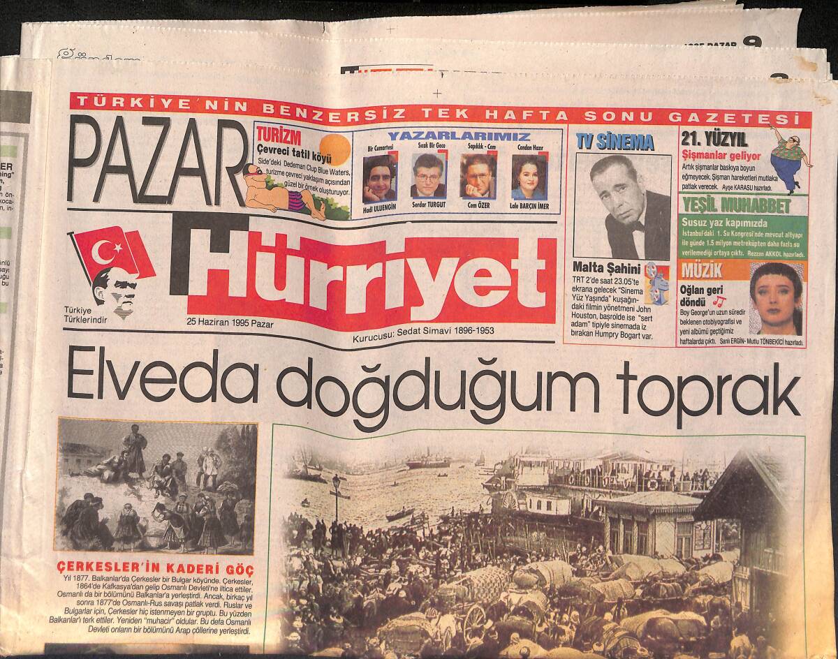 Hürriyet Gazetesi Pazar Eki 25 Haziran 1995 - Çerkesler'in Kaderi Göç - Fotoğraflarla Göç Tarihi GZ132937 - 1