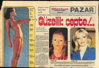 Hürriyet Gazetesi Pazar Eki 27 Haziran 1976 - Güzellik Cepte !.. * Ajda Pekkan GZ114651 - 1