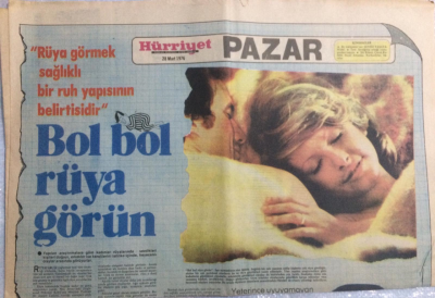 Hürriyet Gazetesi Pazar Eki 28 Mart 1976 - Rüya Görmek Sağlıklı Bir Ruh Yapısının Belirtisidir Bol Bol Rüya Görün GZ21539 - 1