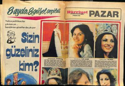 Hürriyet Gazetesi Pazar Eki 29 Ağustos 1976 - Mine Çelik,Ayşegül Altuğ,Funda Aydoğdu GZ78438 - 1