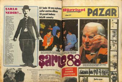 Hürriyet Gazetesi Pazar Eki 3 Nisan 1977 - Sinemanın Büyük Dahisi,Charlie Chaplin GZ78427 - 1