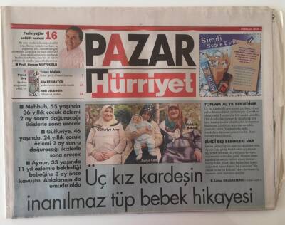 Hürriyet Gazetesi Pazar Eki 30 Mayıs 2004 - Üç Kız Kardeşin İnanılmaz Tüp Bebek Hikayesi , Şener Şen Dönüşü Muhteşem Olacak GZ20875 - 1