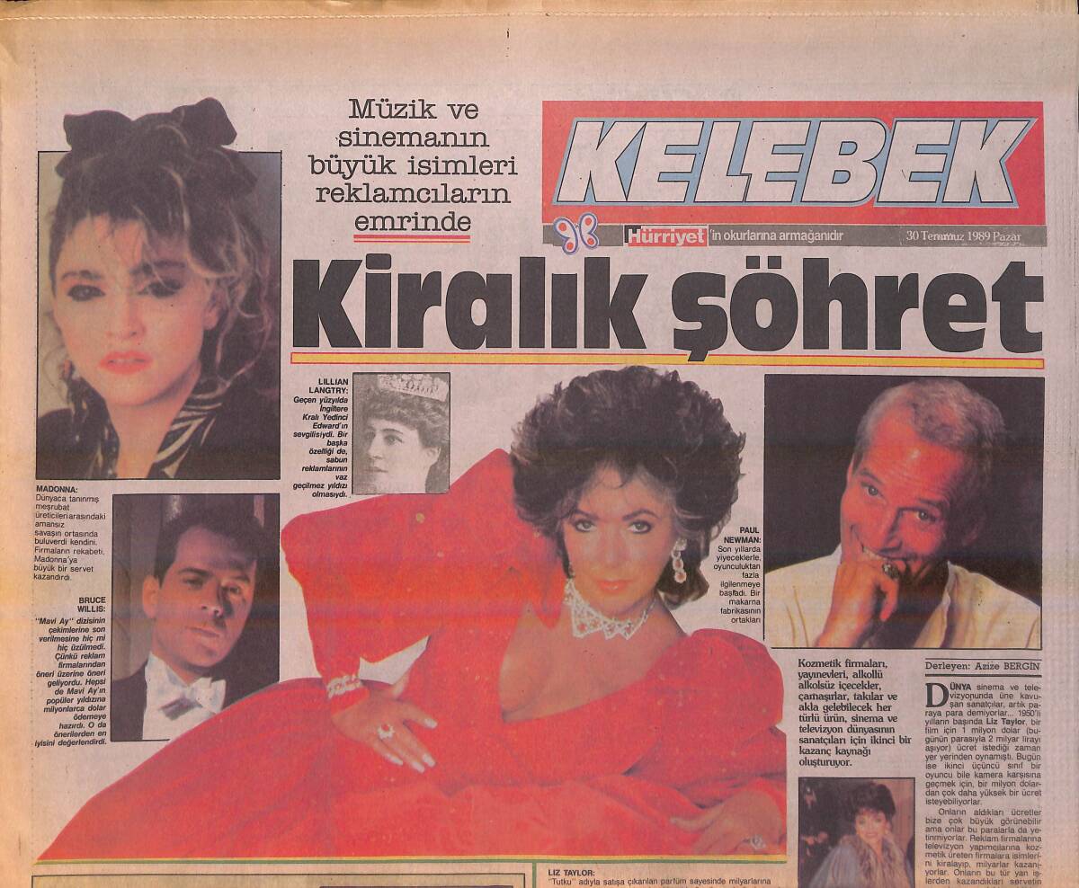 Hürriyet Gazetesi Pazar Eki 30 Temmuz 1979 - Dansöz Leyla Adalı: Beni De Görün - Bizim Reklam Rekortmenleri: Türkan Şoray, Ajda Pekkan, Şener Şen GZ156310 - 1