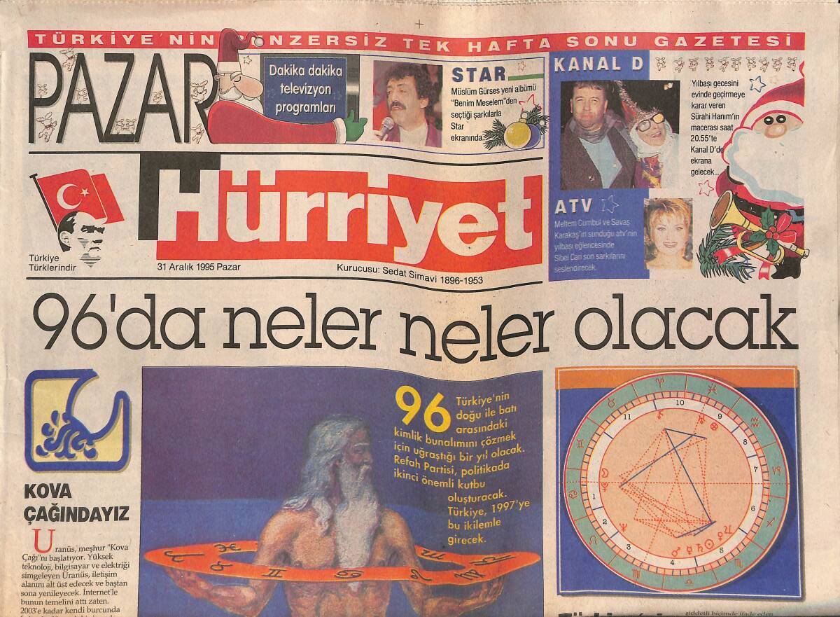 Hürriyet Gazetesi Pazar Eki 31 Aralık 1995 - 96'da Neler Olacak ? - Dünyada Dönüşüm Yılı GZ132996 - 1