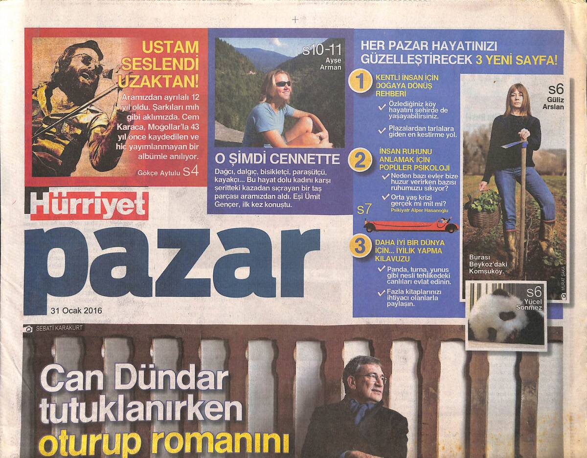 Hürriyet Gazetesi Pazar Eki 31 Ocak 2016 - Orhan Pamuk: Can Dündar Tutuklanırken Oturup Romanını Yazamıyorsun - Hürrem Sultan Nasıl Tükendi GZ136389 - 1