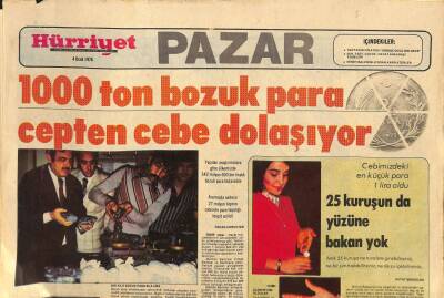Hürriyet Gazetesi Pazar Eki 4 Ocak 1976 - 1000 Ton Bozuk Para Cepten Cebe Dolaşıyor GZ114303 - 1