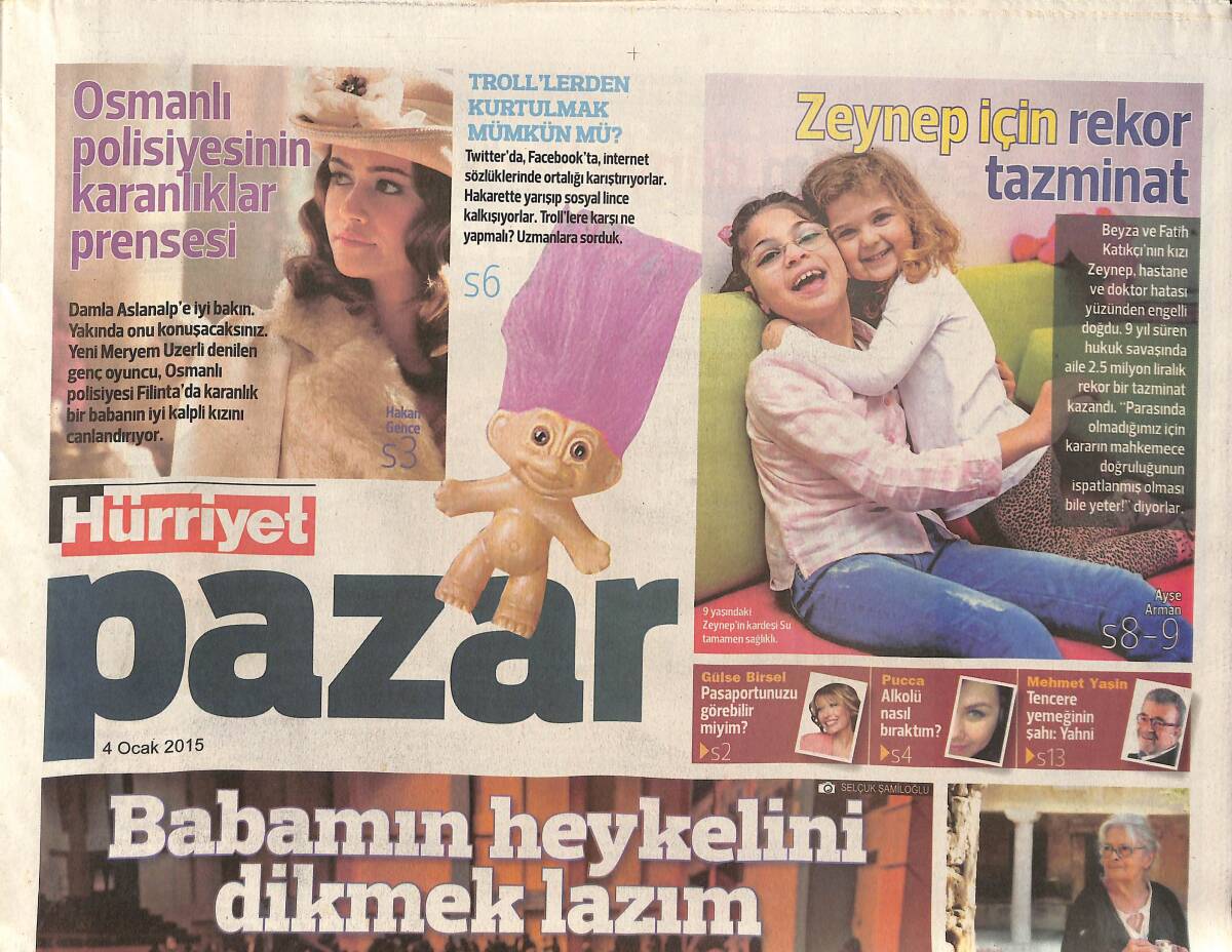 Hürriyet Gazetesi Pazar Eki 4 Ocak 2015 - Muslera 