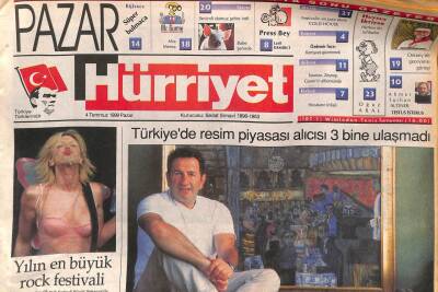 Hürriyet Gazetesi Pazar Eki 4 Temmuz 1999 - Türkiyede Resim Piyasası Alıcısı 3 Bine Ulaşmadı GZ109475 - 1