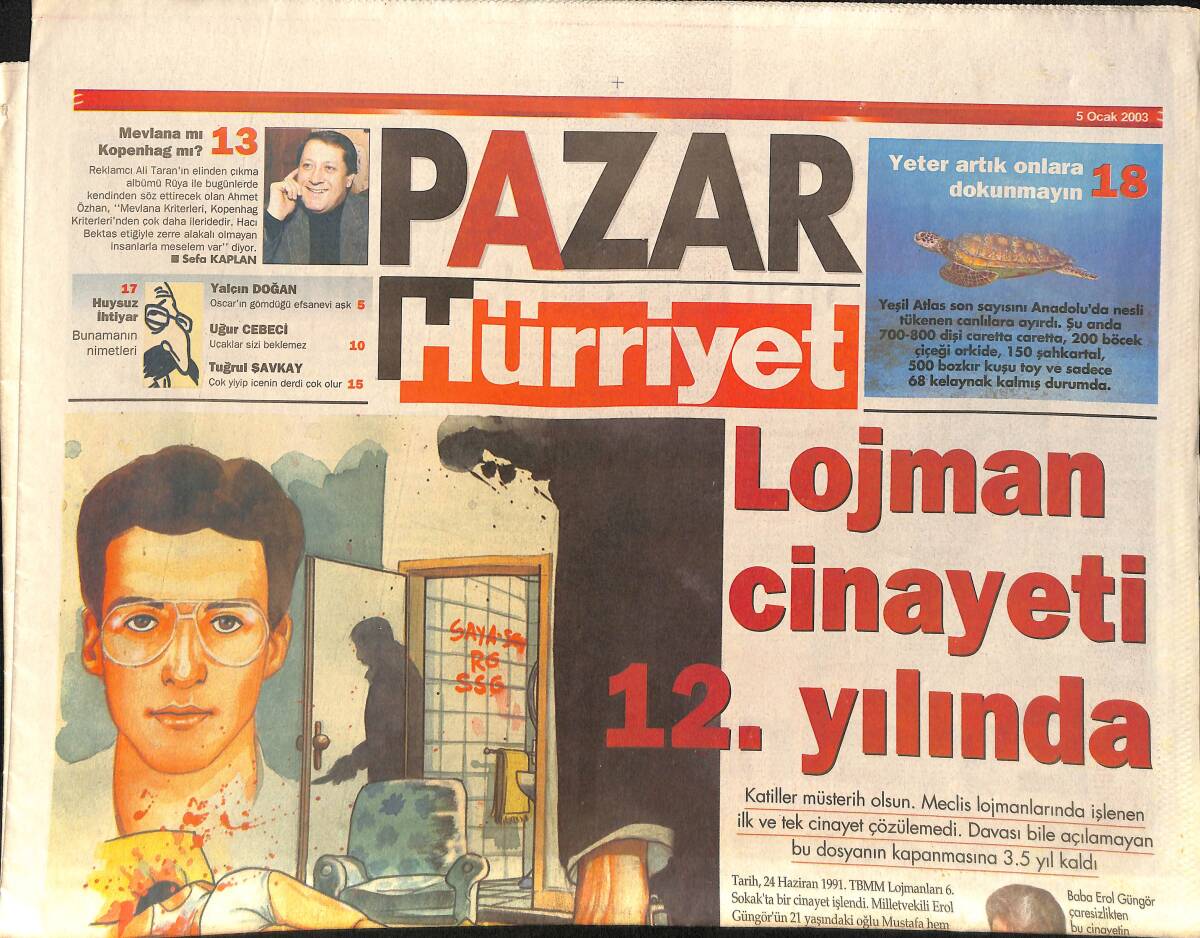 Hürriyet Gazetesi Pazar Eki 5 Ocak 2003 - Madalyonun Diğer Yüzü Kaya Çilingiroğlu GZ157639 - 1