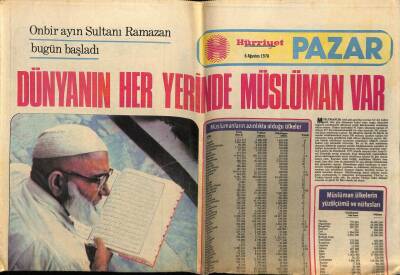 Hürriyet Gazetesi Pazar Eki 6 Ağustos 1978 - Dünyanın Her Yerinde Müslüman Var GZ78433 - 1