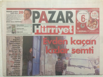 Hürriyet Gazetesi Pazar Eki - 7 Aralık 2003 - Evden Kaçan Kızlar Semti GZ24441 - 1