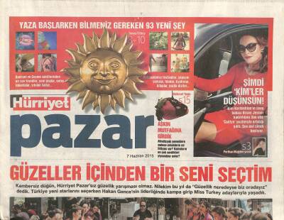 Hürriyet Gazetesi Pazar Eki 7 Haziran 2015 - Cemal Süreya Dünyada Benden Daha Mutlu Pek Az İnsan Vardır GZ116731 - 1