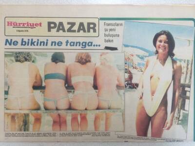 Hürriyet Gazetesi Pazar Eki 8 Ağustos 1976 - Ne Bikini Ne Tanga GZ35163 - 1